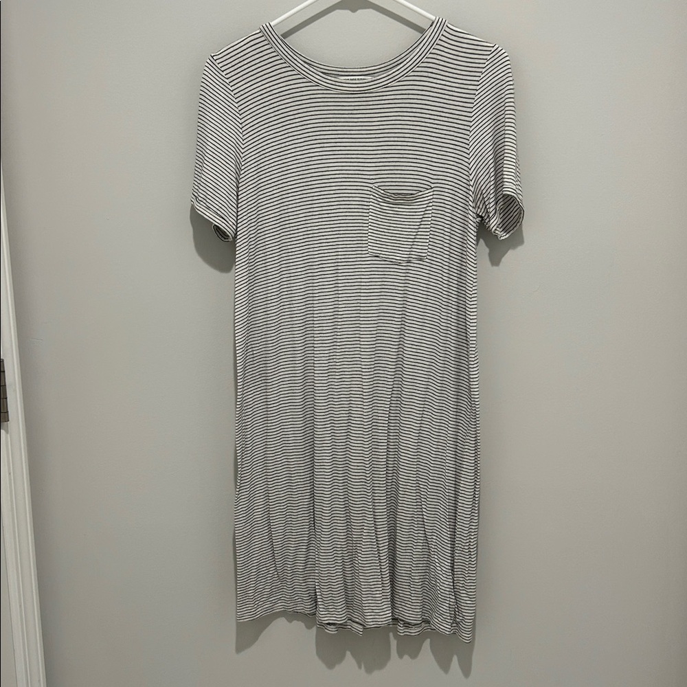 American Eagle Outfitters Black and White Striped T-Shirt Dress | S